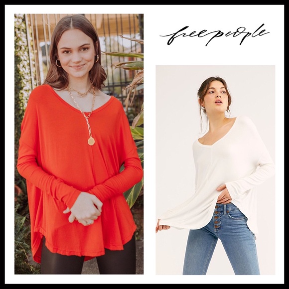 FREE PEOPLE BOHO TUNIC TOP FLOWY HI LO TEE A3C - Picture 8 of 16